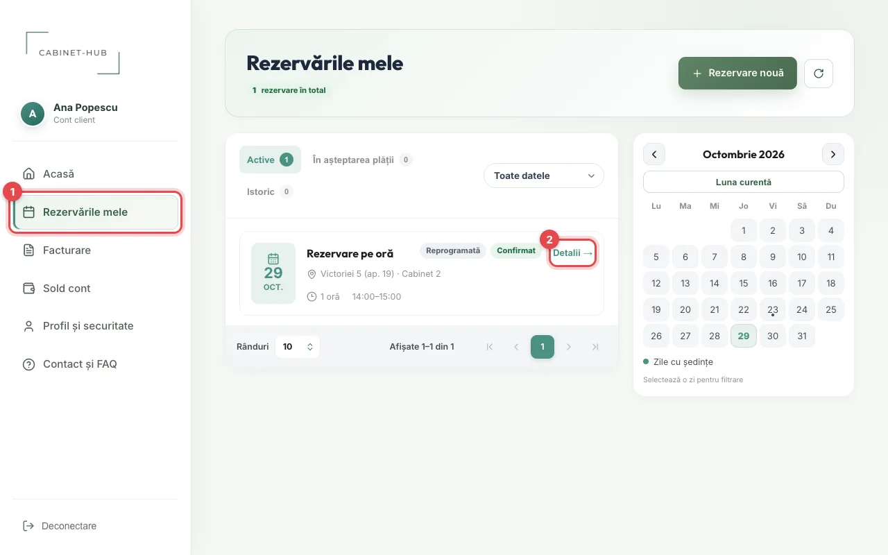 Lista rezervărilor