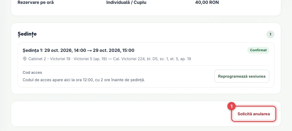 Butonul Solicită anularea