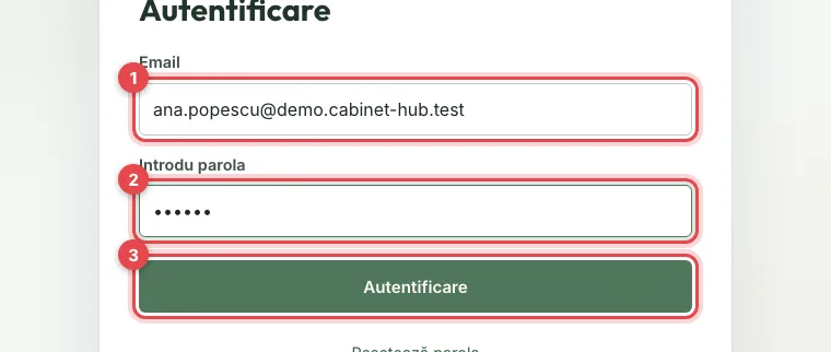 Formularul de autentificare