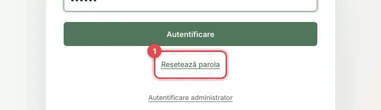 Butonul Resetează parola