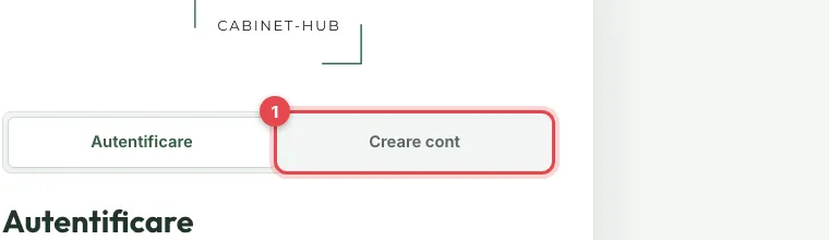 Butonul Creare cont din pagina de autentificare