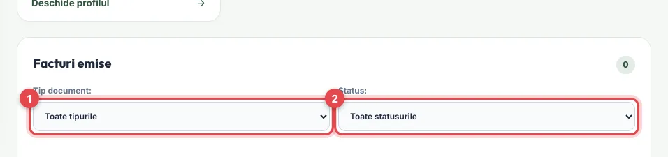 Filtrele din lista de facturi
