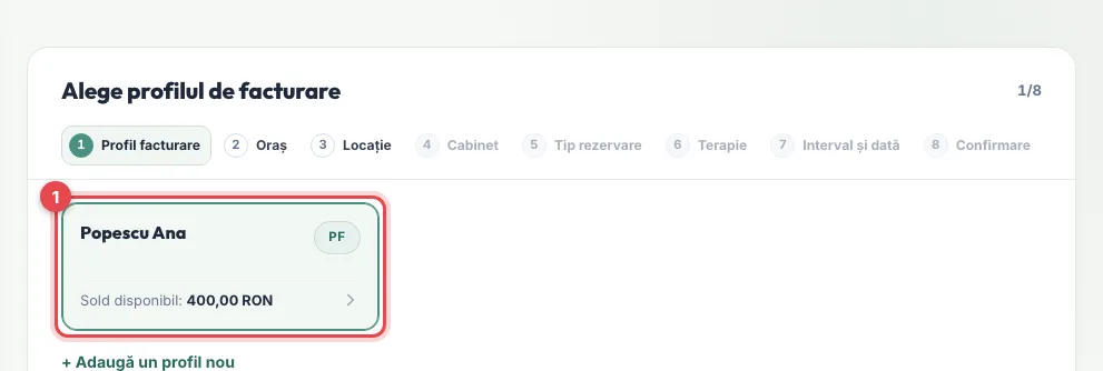 Alegerea profilului de facturare