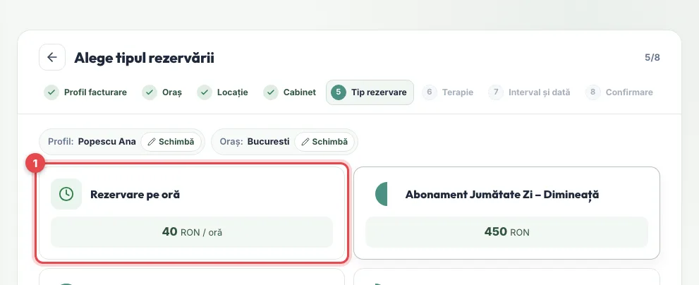 Alegerea tipului rezervării